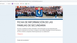 Ficha de información de las familias de secundaria