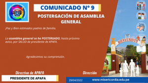 POSTERGACIÓN DE ASAMBLEA GENERAL
