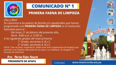 PRIMERA FAENA DE LIMPIEZA